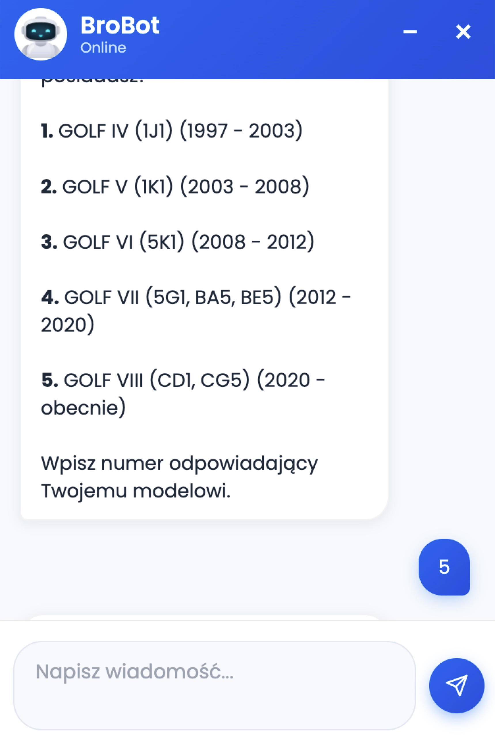 A chat with BroBot: asking about the model generation.