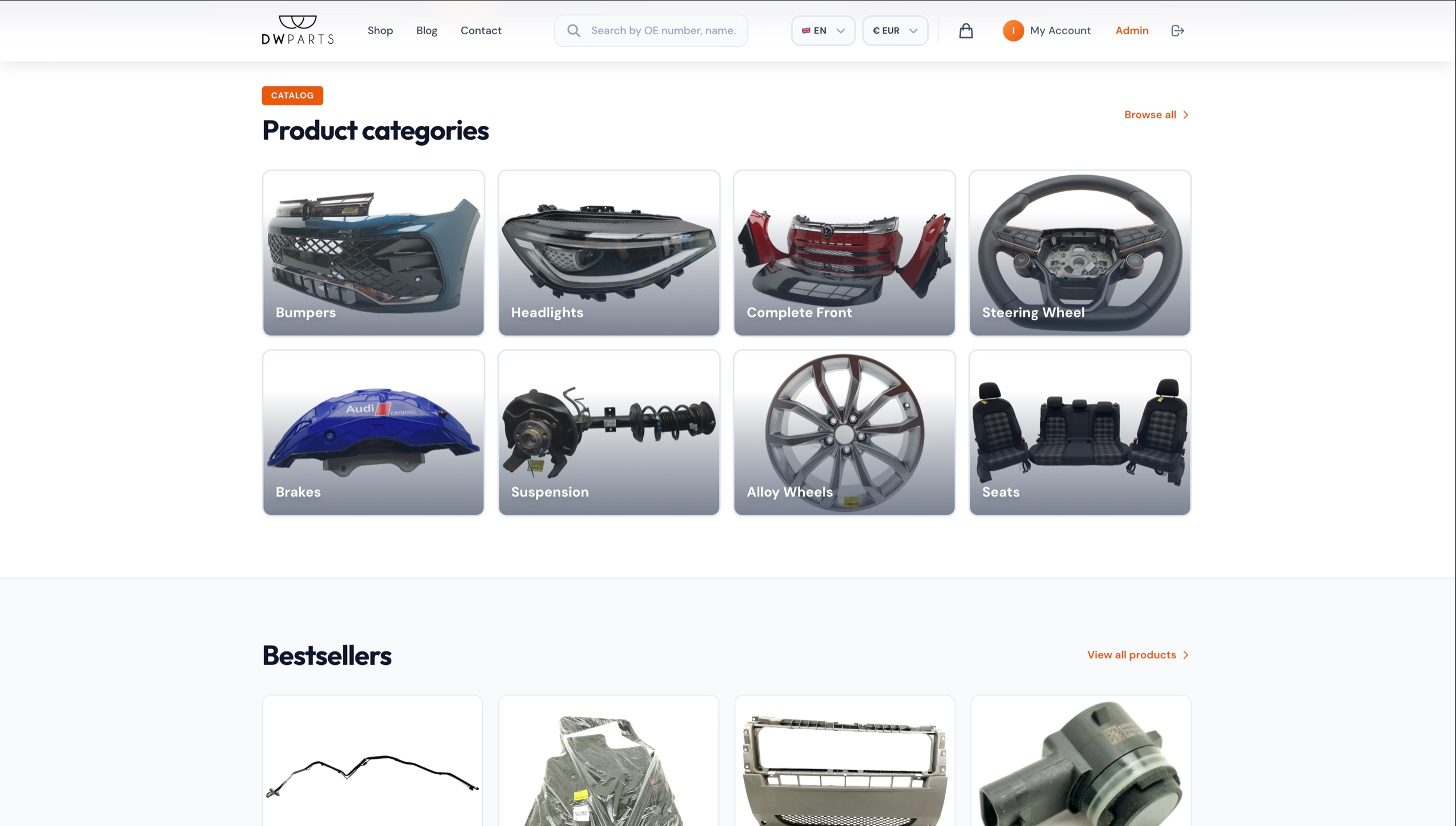 Homepage: products on sale.