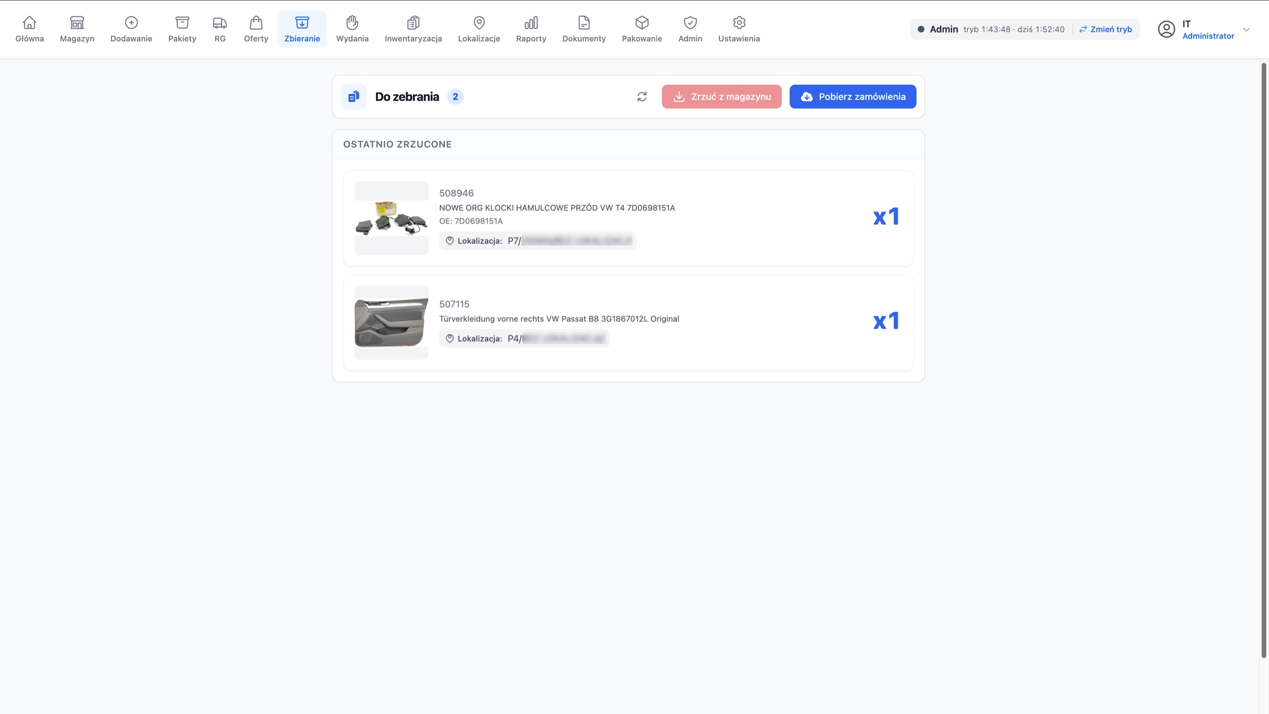 The "to pick" list: orders pulled automatically from the OMS, ready to pick and visible on the scanners.